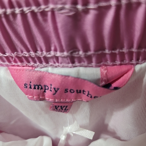 Simply Southern Bubble Gum Pink Blue Preppy Lined Athletic Shorts NWT - Picture 2 of 7